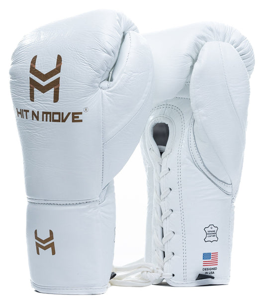 Hit N Move Bokshandschoenen Pro Fight Laces Wit