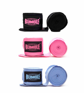 Rumble Bandage Boksen 3 Paar - 4 Meter - Zwart-Roze/Roze/Baby Blauw
