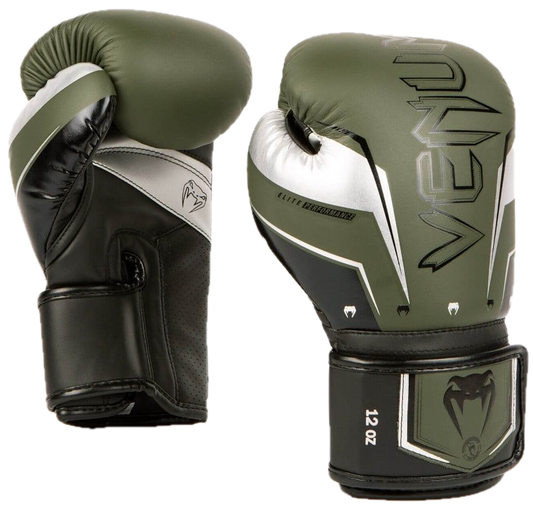 Venum Bokshandschoenen Elite EVO Khaki-Zilver