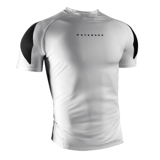 Hayabusa Men's Pro Ranked Rashguard Short Sleeve Wit