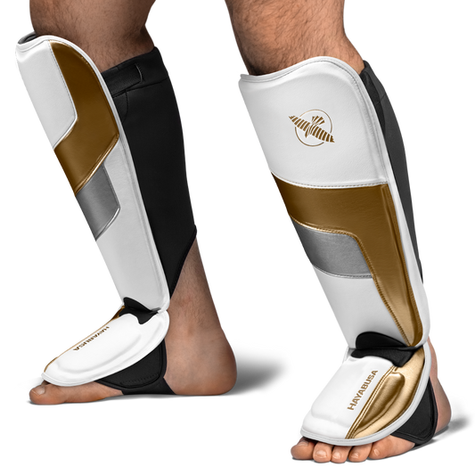 Hayabusa Scheenbeschermers T3 Full Back Wit/Goud