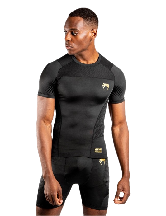 Venum Rashguard G-Fit Black/Gold Short Sleeves