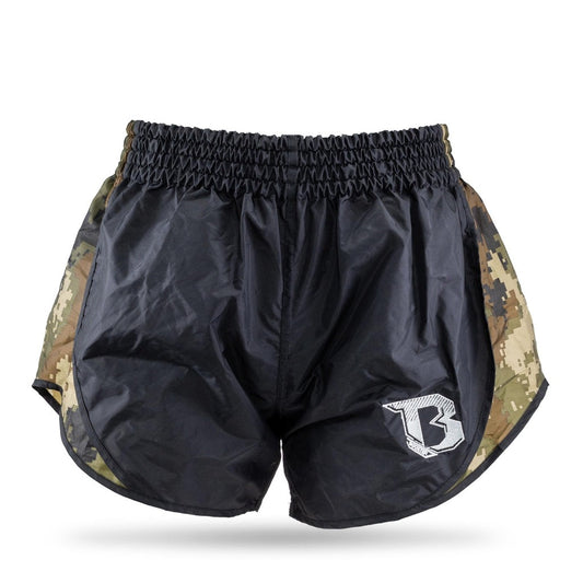 Booster Kickboksshort Retro Hybrid Zwart/Camo Groen