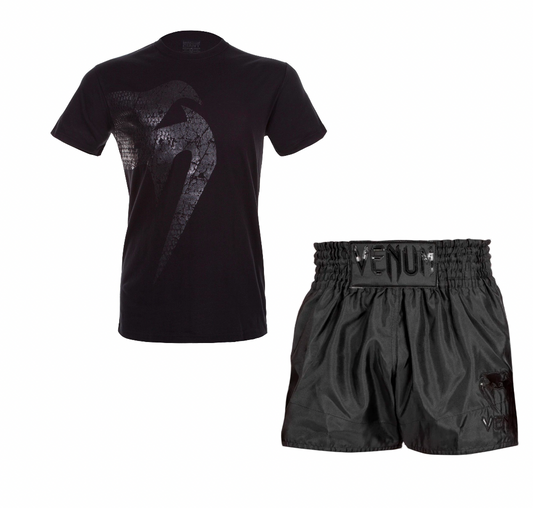 Venum Kleding Set T-shirt Giant Mat/Zwart - Short Classic Zwart/Zwart