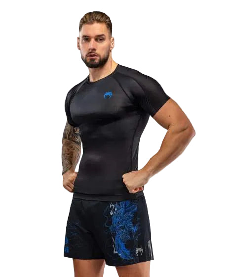 Venum Thunder Dragon Short Sleeve Rashguard Black/Royal Blue