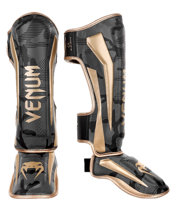 Venum Scheenbeschermers Elite Dark-Camo-Gold