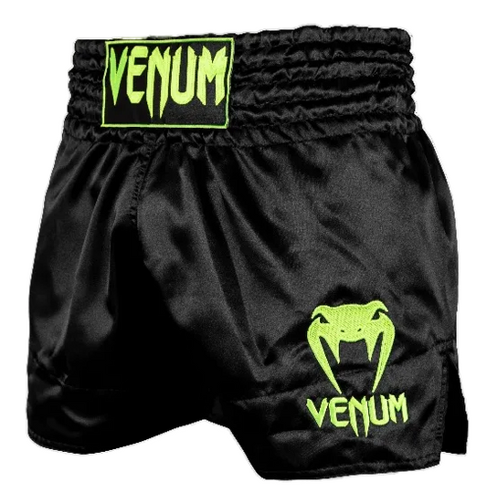 Kickboksshort Venum Classic Zwart/Neon Geel