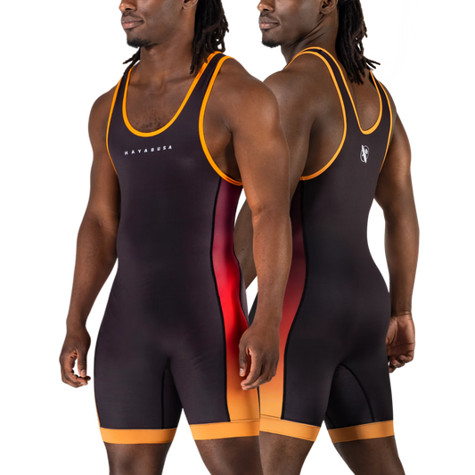 Hayabusa Men's Surge Wrestling Singlet Black/Orange